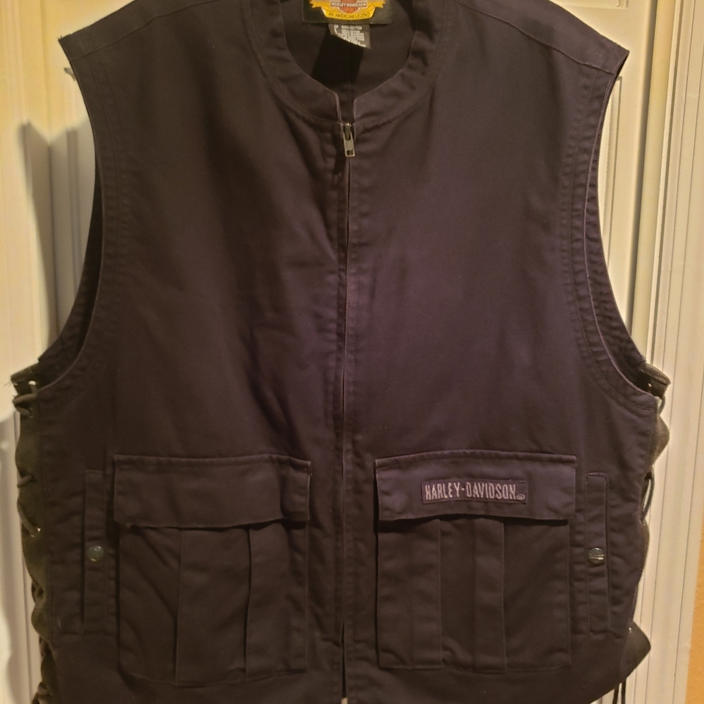 HARLEY  DAVIDSON AUTHENTIC BLACK DENIM BIKER VEST